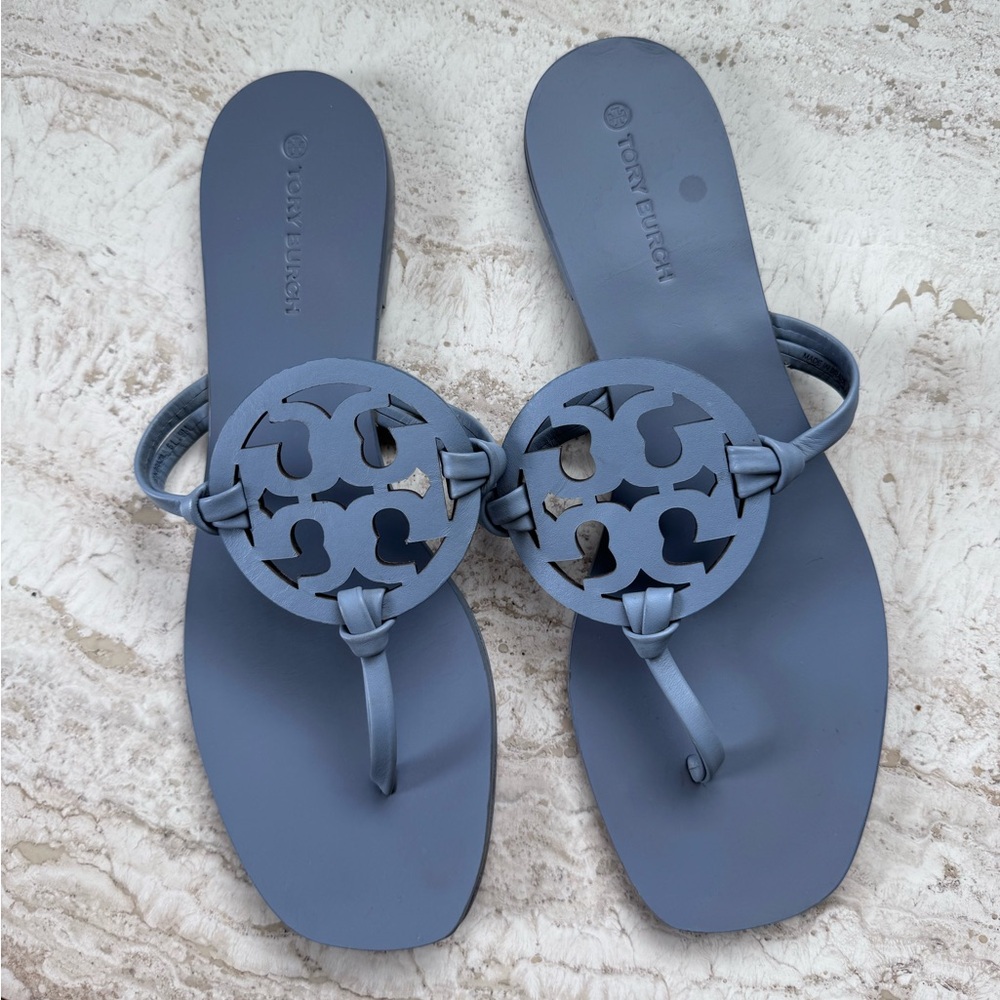 Tory Burch Miller Square Toe Veg Napa Cloud Blue Style #54600 Size 9